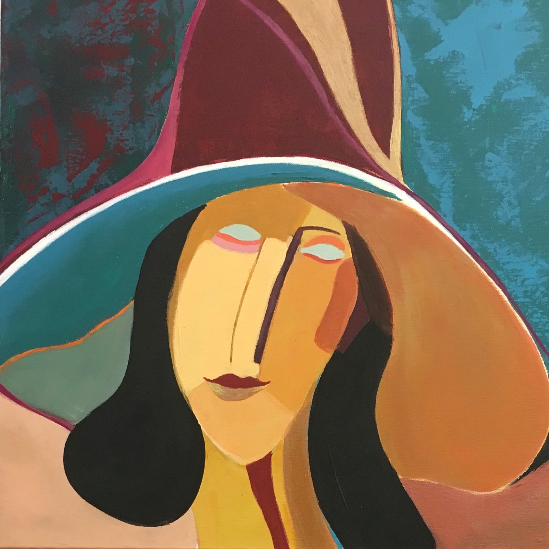 D'après Femme au grand chapeau de Modigliani